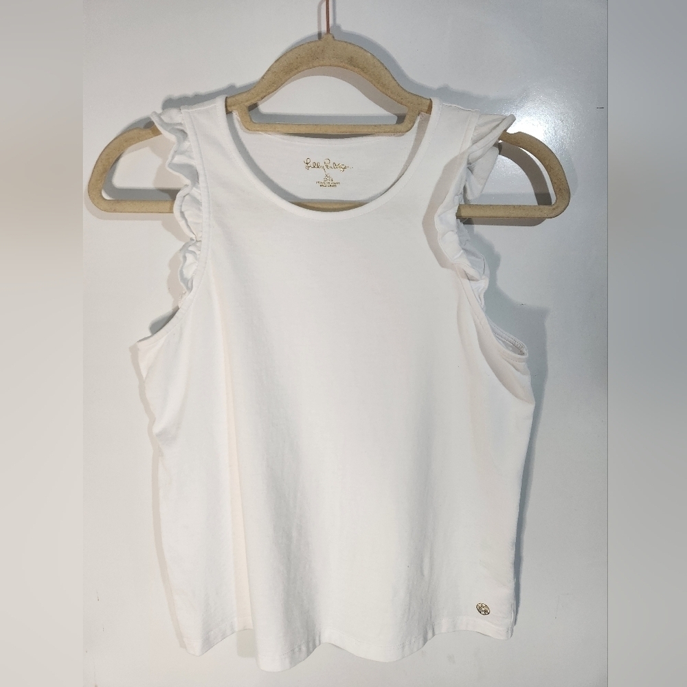 Lilly Pulitzer Cream Ruffle Tank Top, Girls Size 12-14